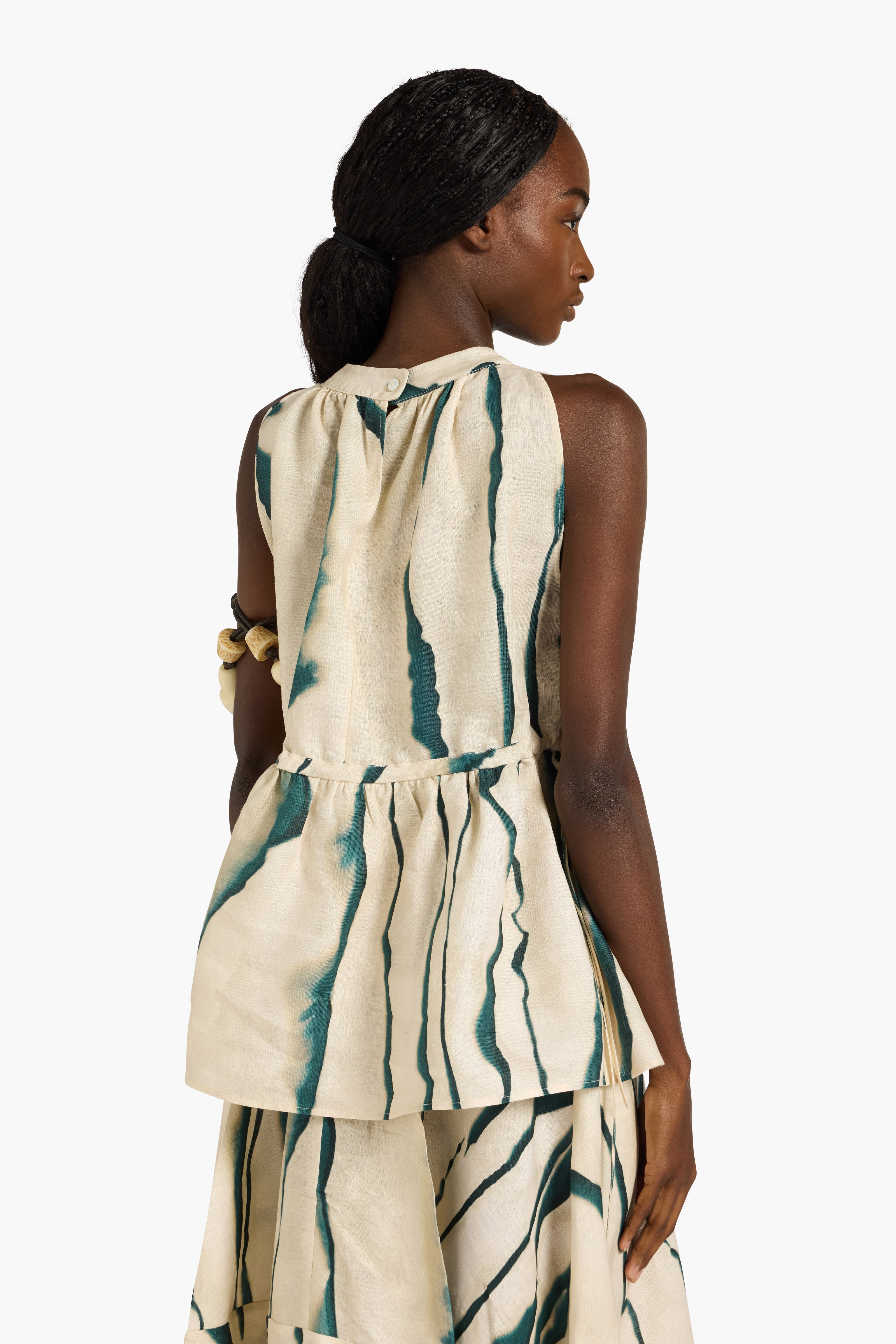 Liviana Conti Emerin top femme lin imprimé seashell