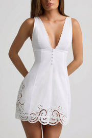 Oh Polly Calina mini robe coton blanche ajourée