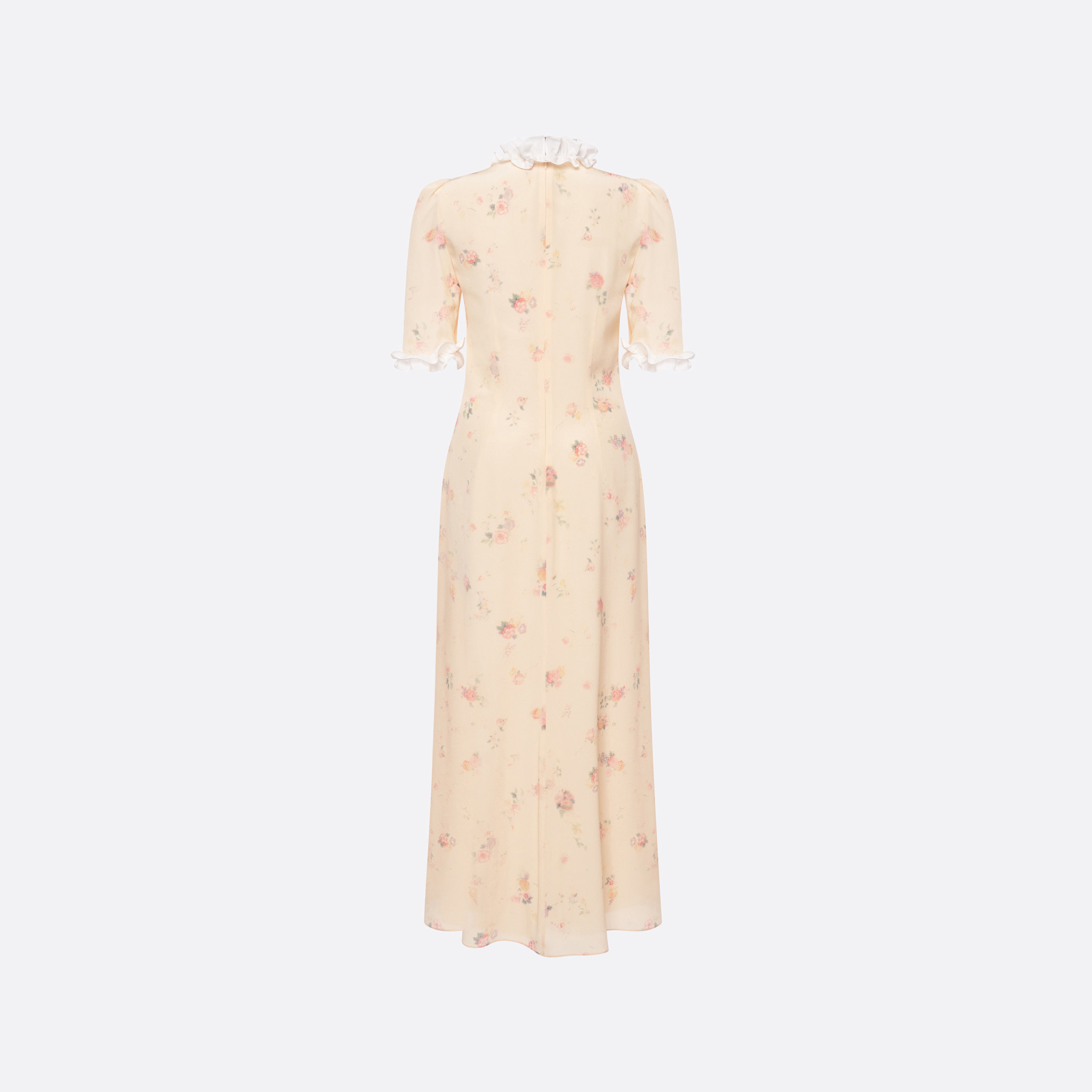 Alessandra Rich robe midi soie fleurs crème 36