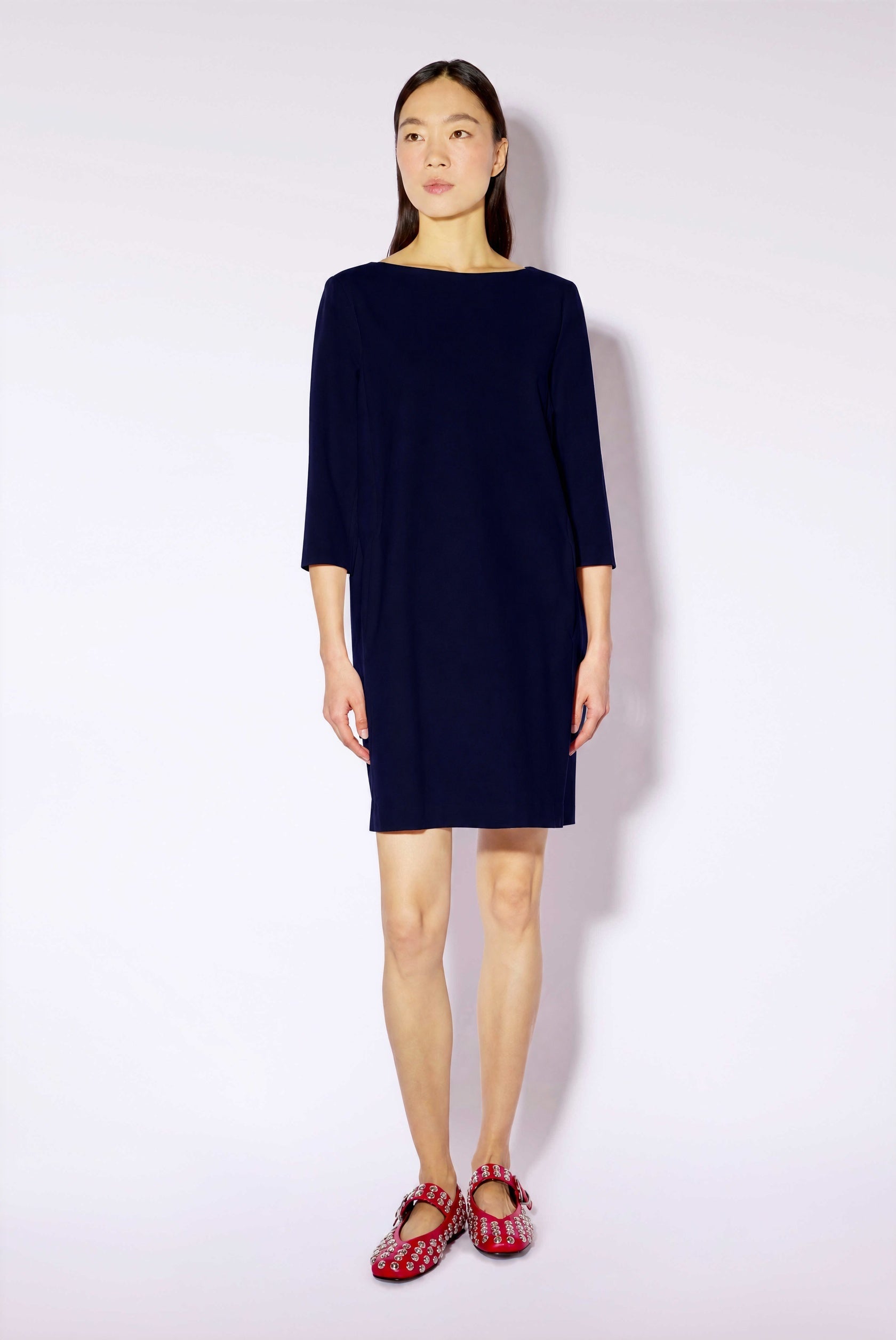 Liviana Conti Katia robe midi noire manches 3/4