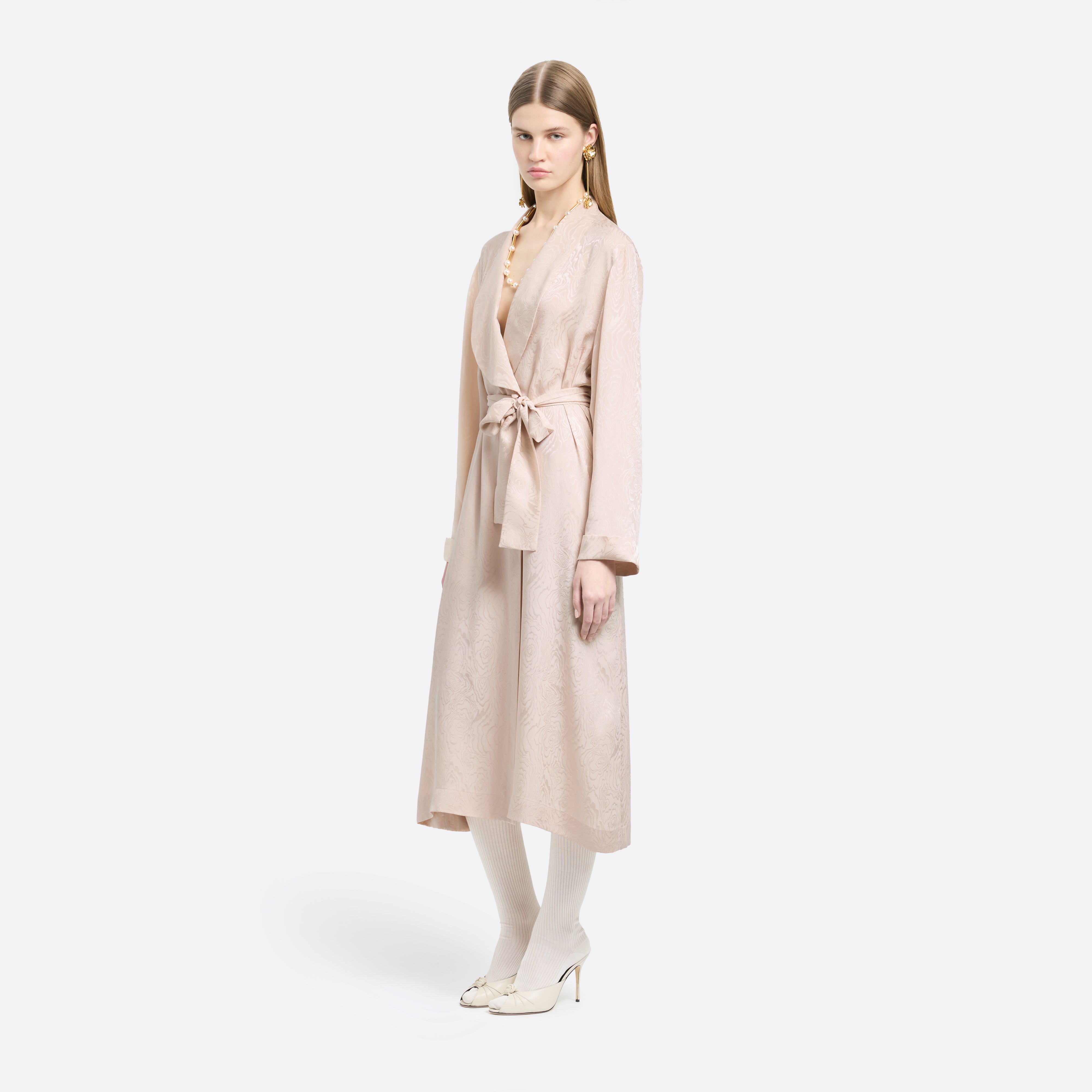 Alessandra Rich robe soie blush jacquard ceinture