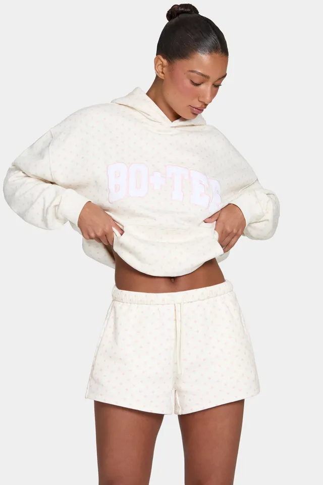 Oh Polly Oversized Applique Hoodie sweat femme rose pois BT11301
