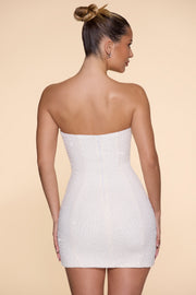 Oh Polly Basel Robe Mini Bustier Neige perlée