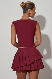 Oh Polly Nada mini jupe plissée rouge bordeaux taille basse