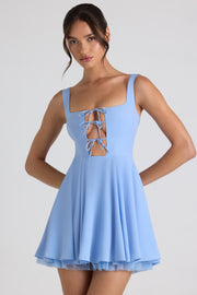 Oh Polly Nanisca 8285 mini robe bleu ciel georgette ajourée