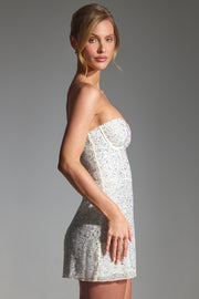 Oh Polly Crystella mini robe bustier blanche strass