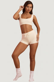 Oh Polly Gulisa Short Mini Ivoire Taille Haute Moulant