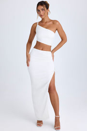 Oh Polly Ishaana Jupe Maxi Satin Blanc Taille Basse