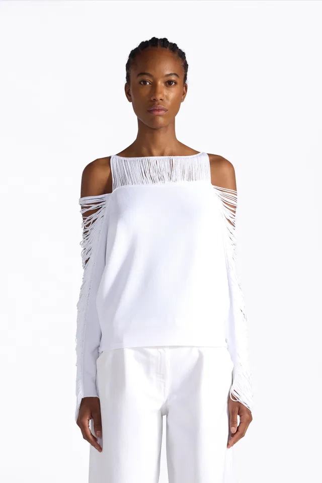 Liviana Conti Odette pull blanc épaules nues