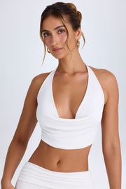 Oh Polly Tops Sonia crop top blanc col drapé dos nu