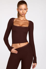 Oh Polly Tops Retta haut manches longues modal marron