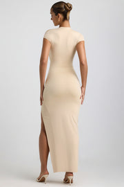 Oh Polly Amalda robe longue crème jersey fente