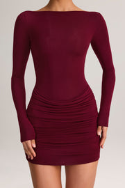 Oh Polly Eska 15460 robe bodycon bordeaux modal mini