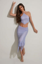 Oh Polly Jordana jupe midaxi bleue à strass