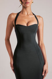 Oh Polly 15985 robe midaxi halter bustier noir Black
