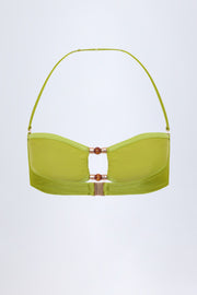 Oh Polly Swim Manava Haut Bikini Bandeau Vert Olive Perles
