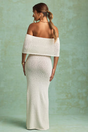 Oh Polly Dresses Naia maxi robe blanche épaules dénudées