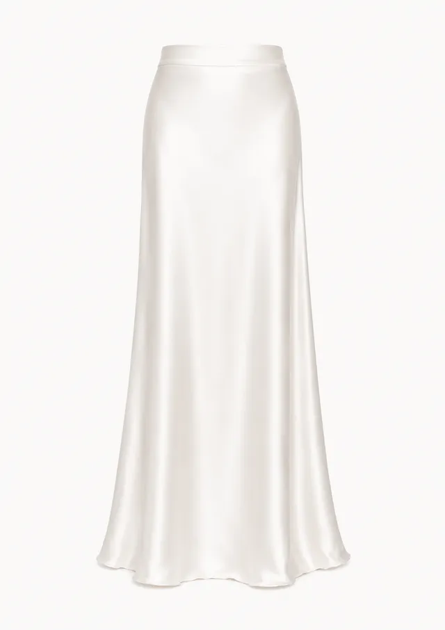 The Ethiquette Elena jupe satin de soie blanche taille S