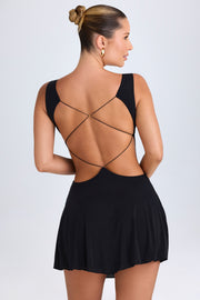 Oh Polly Kalista mini-robe noire dos ouvert décolleté