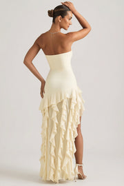 Oh Polly Diletta 8380 robe longue bustier perle volants