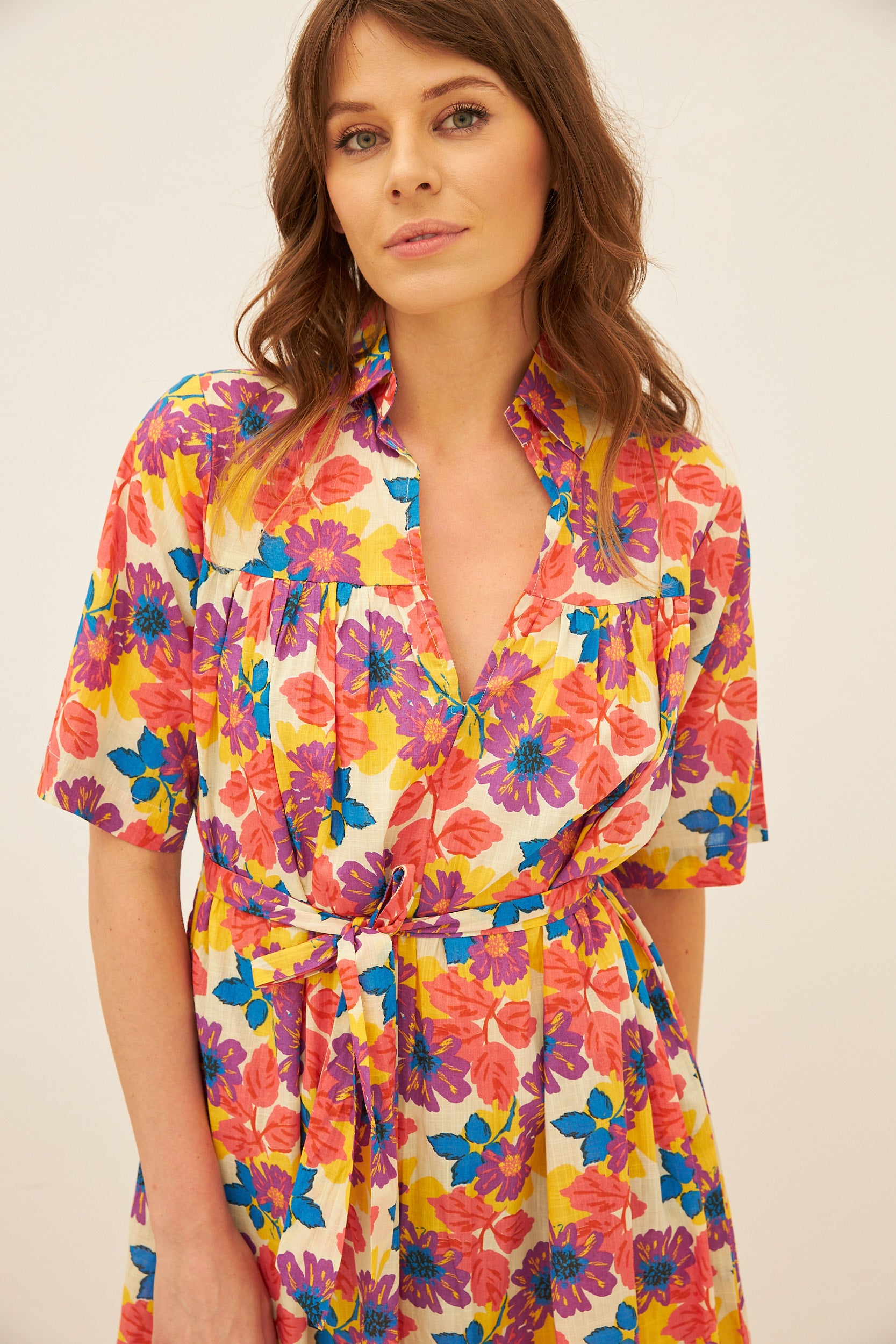 Chicosoleil Kiana robe écru Fleur de Jaipur 138 cm coton