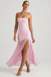 Oh Polly Melina robe maxi rose pâle bustier sirène