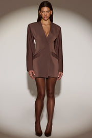 Oh Polly Azelie 14960 robe blazer marron mini cintrée