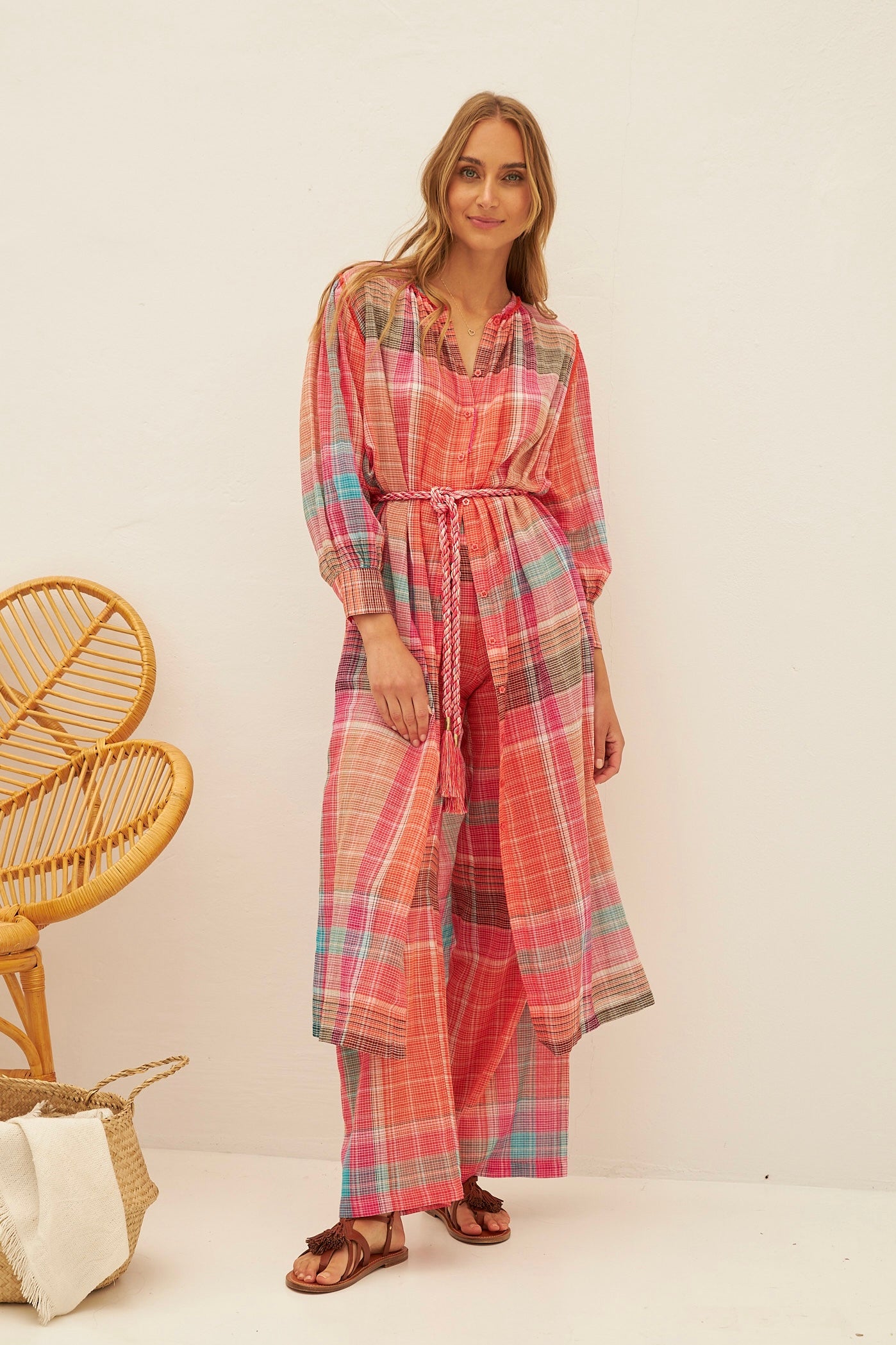 Chicosoleil Juliette robe longue madras orange
