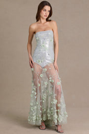 Oh Polly Embellished Robe Corset Tulle 15753 Vert Sauge