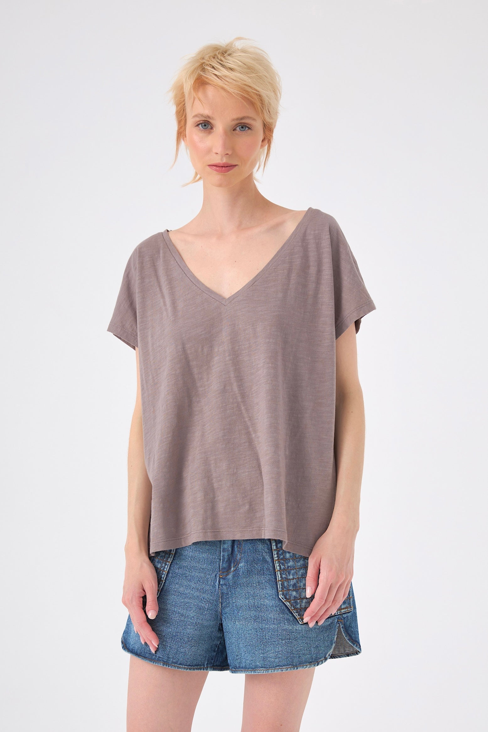 Chicosoleil Roxy tee-shirt oversize gris flanelle coton