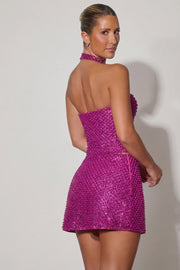 Oh Polly Querida mini jupe magenta paillettes cœur