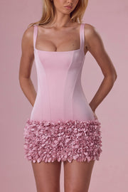 Oh Polly Zelia robe mini satin rose pâle bodycon