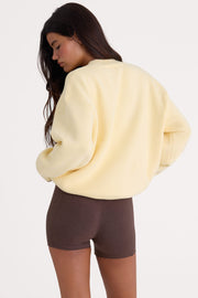 Oh Polly BT1986 pull oversize jaune citron coton côtelé