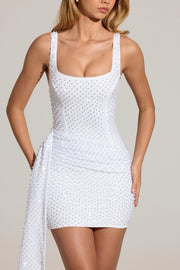 Oh Polly Nolae Robe Mini Sequins Blanc Col Carré