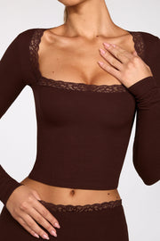 Oh Polly Tops Retta haut manches longues modal marron