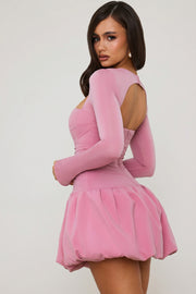 Oh Polly Viola 10900 mini robe manches longues mauve corset