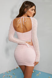Oh Polly St. Germain mini robe perles rose poudré