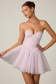 Oh Polly Dottie robe mini corset tulle lilas bustier