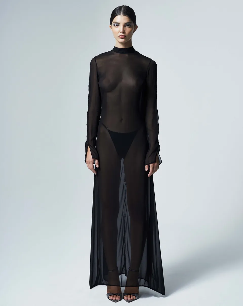 The Ethiquette Robes robe Dora transparente mousseline S