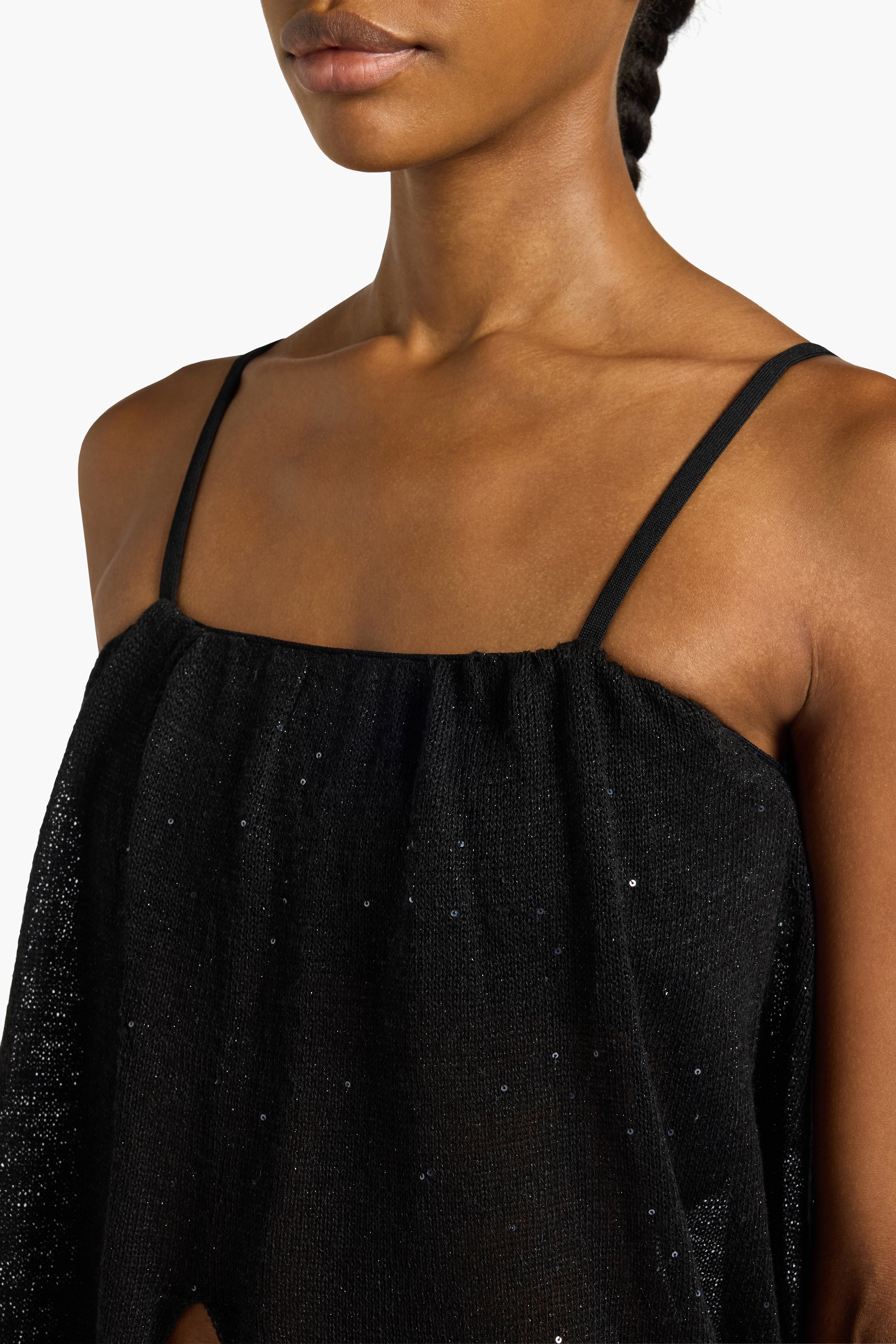 Liviana Conti Diamond Top femme noir XS lin paillettes