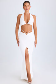 Oh Polly Zweena 10322 Jupe Maxi Blanche Fente Taille Mi-Haute