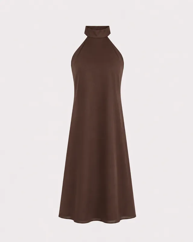 The Ethiquette Joy robe mousseline marron soie taille M