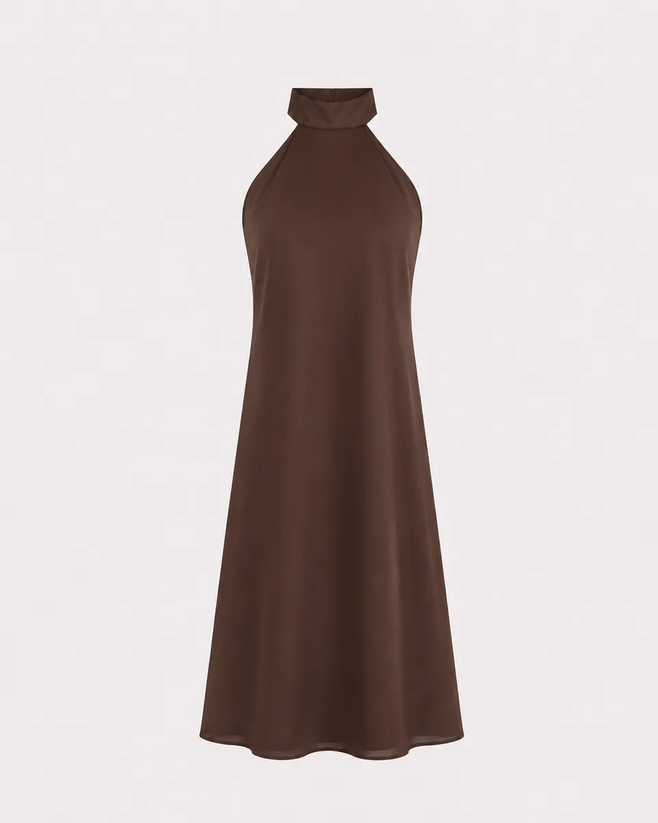 The Ethiquette Joy robe mousseline marron soie taille M