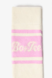 Bo+Tee Chaussettes Ski Hautes Coton Rose Pâle