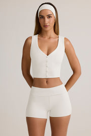 Oh Polly Leif short côtelé blanc modal dentelle