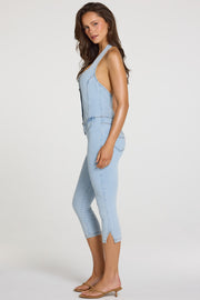Oh Polly Romee combinaison jean capri denim clair stretch
