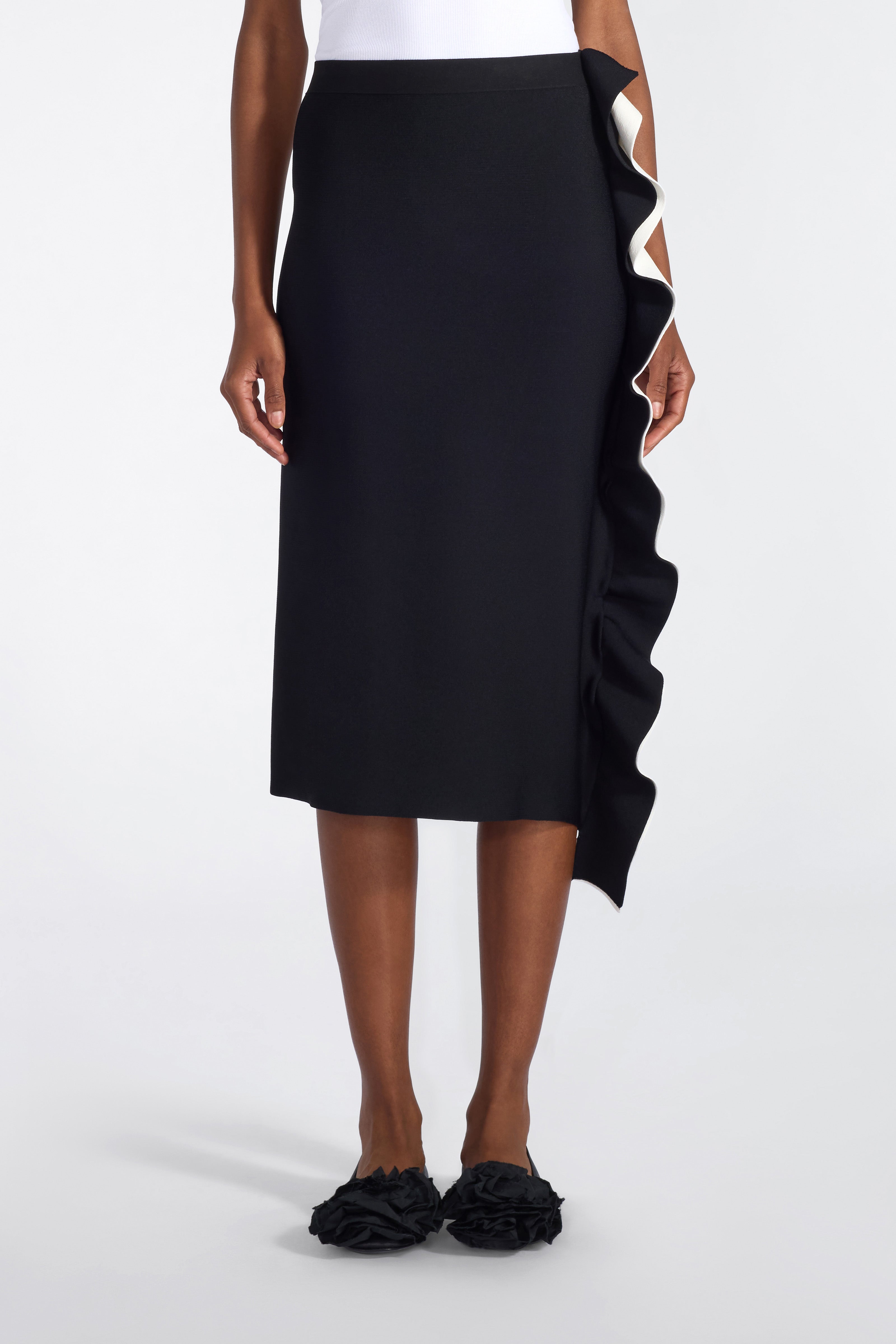 Liviana Conti Gillian jupe midi viscose noir/pomice