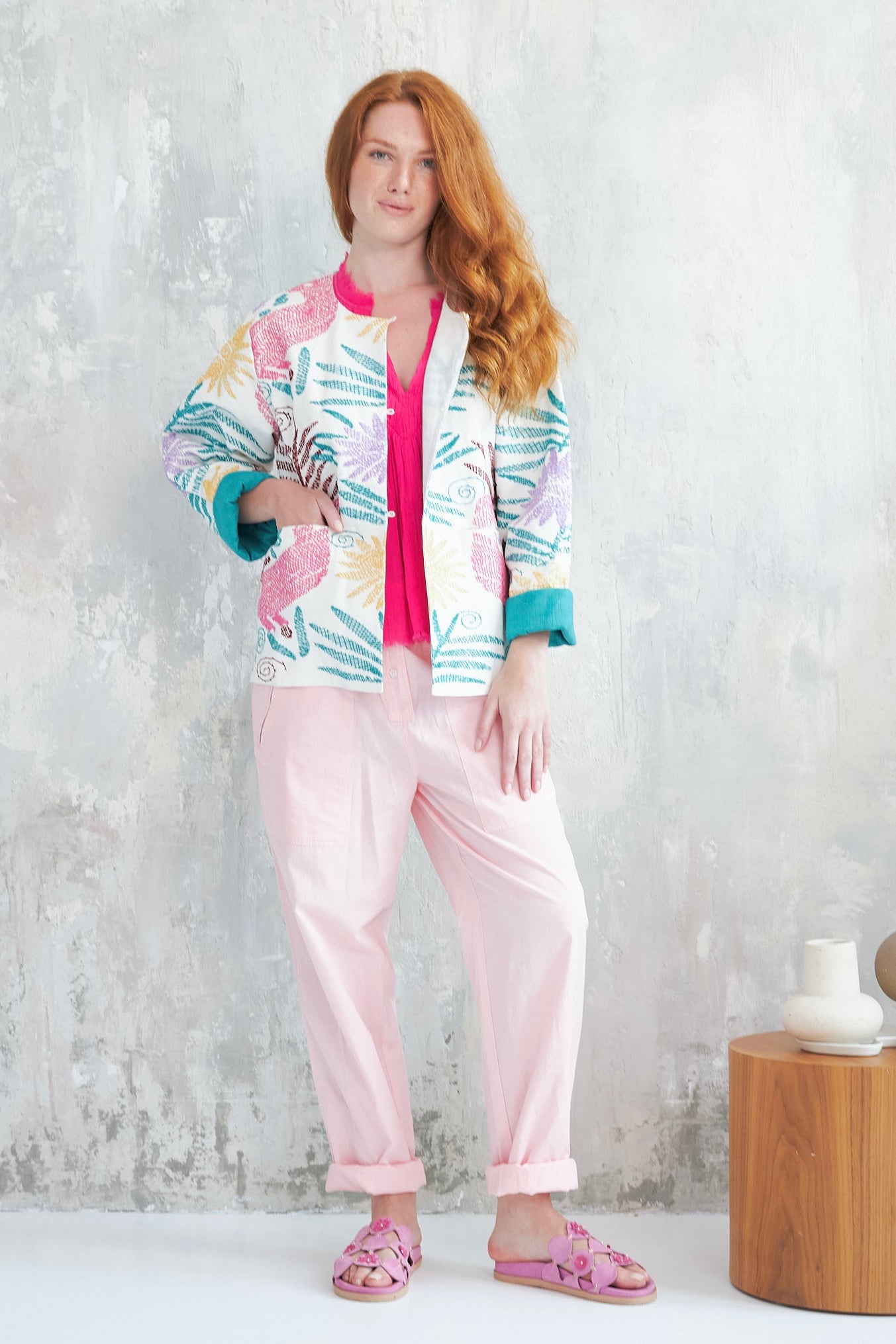 Chicosoleil Talia veste blanche broderie exotique coton