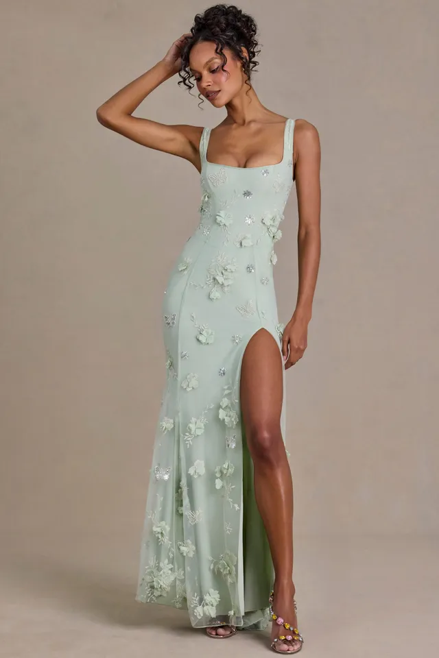 Oh Polly Vasanta robe corset sauge brodée