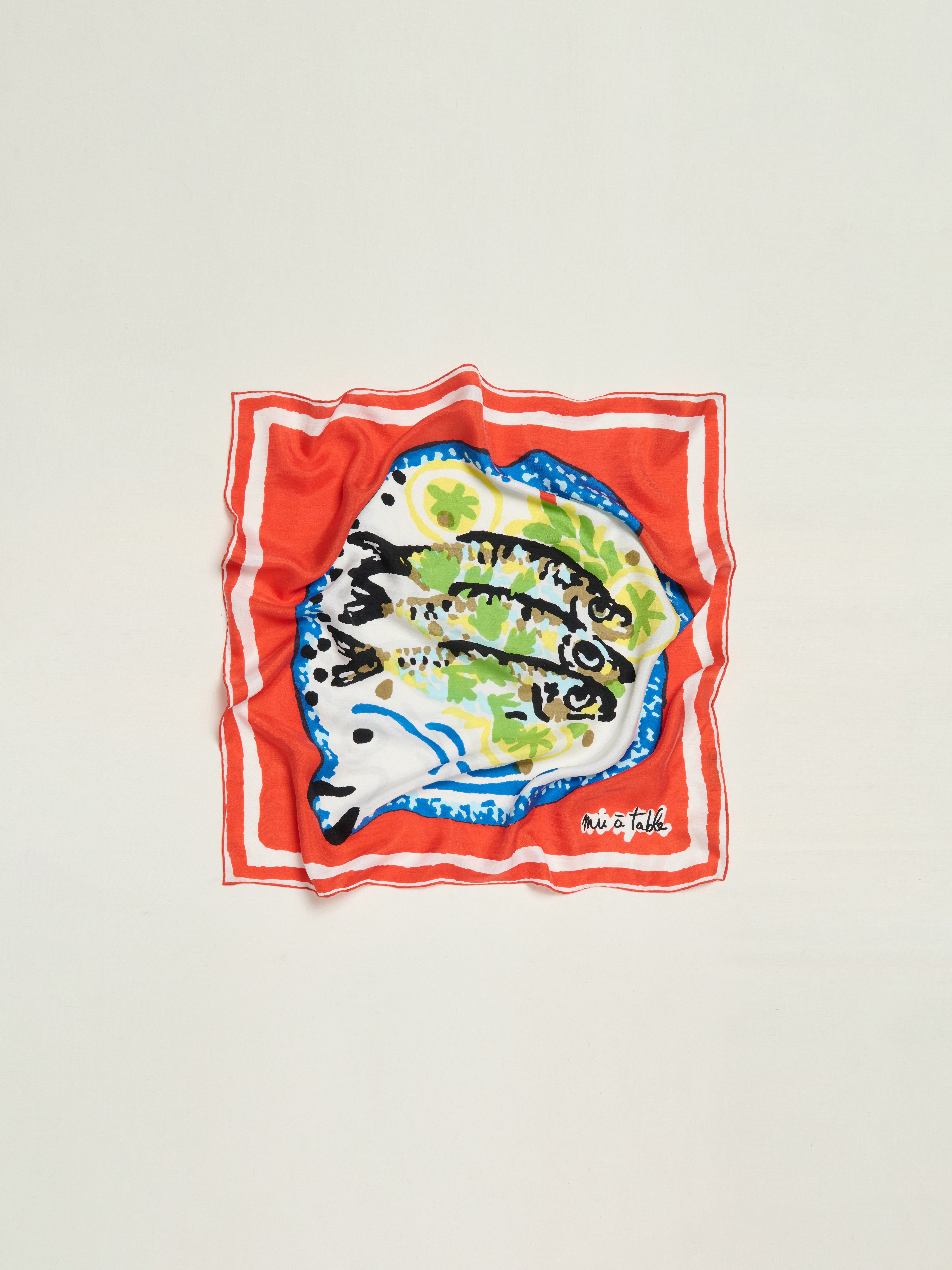 Mii à table Carré Soie 65 La Table foulard soie 65x65